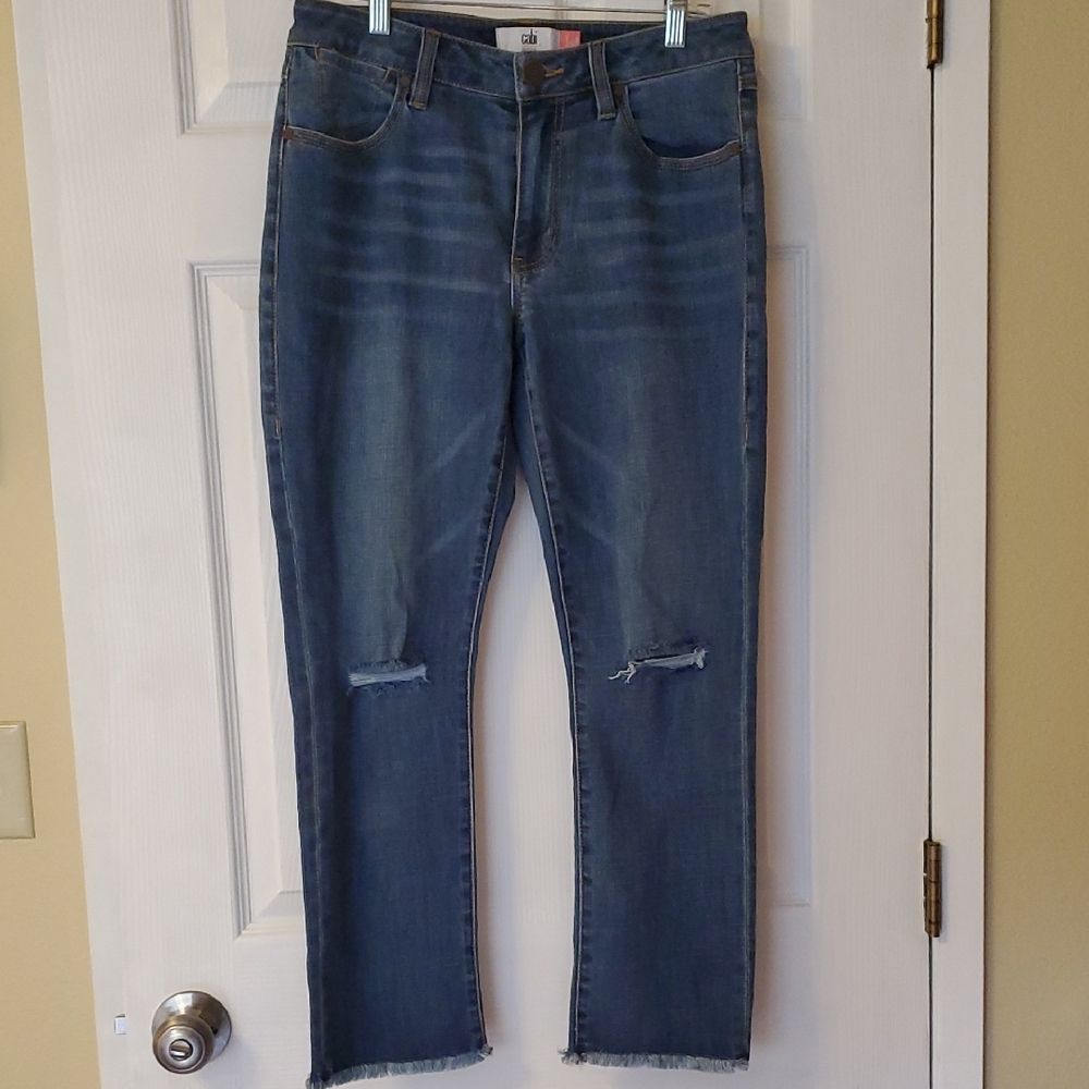 CAbi Cropped High Straight Jeans in Denim Blue Sz 6